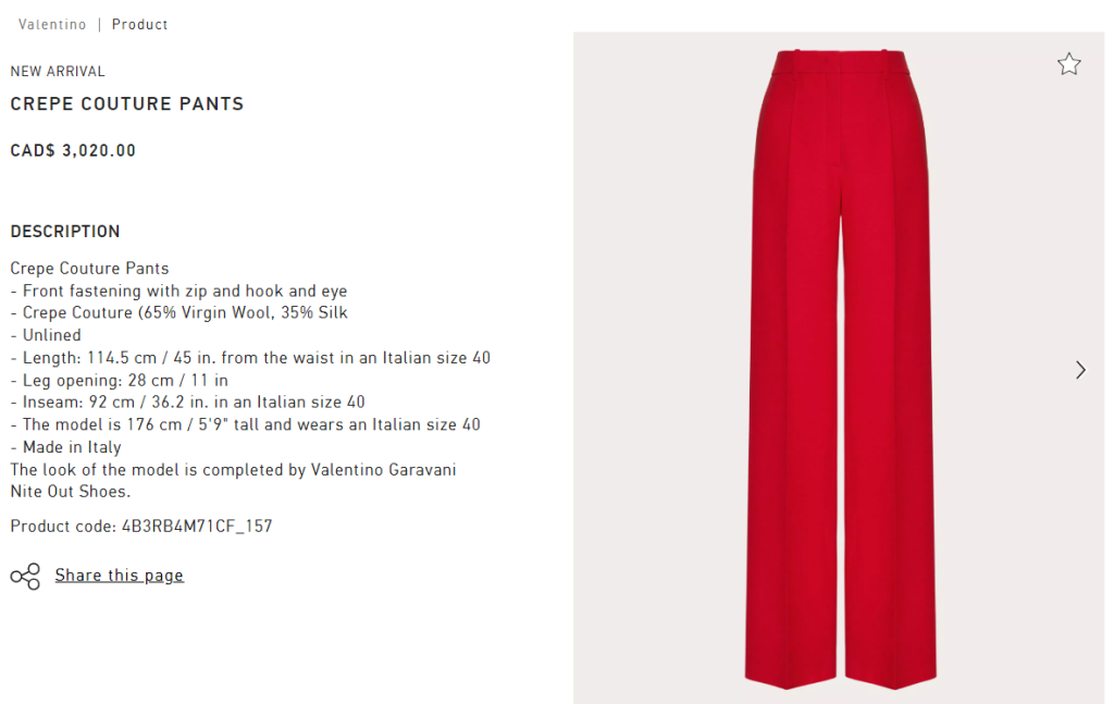 stylish Valentino Red Crepe Couture Pants,