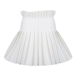 Chic white mini skirt featuring front pleats