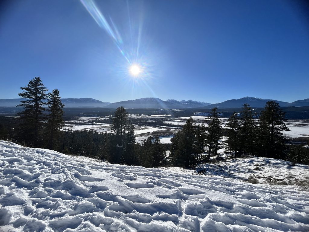Sunny and Snowy Scenic Mountain view in Radium, BC