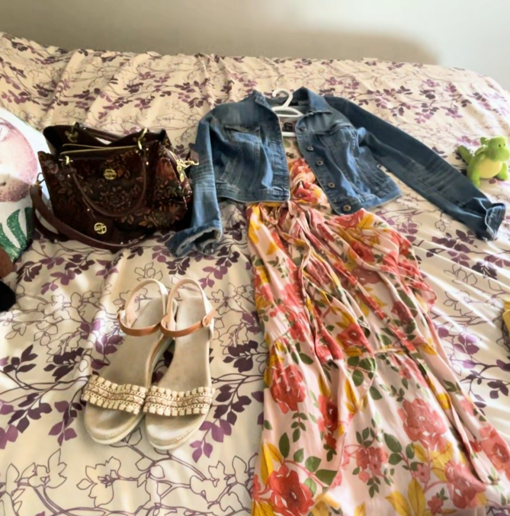 Stylist pulled this floral outfit to work with what the client already owns